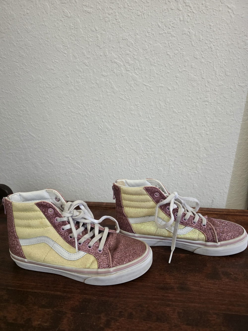 Vans Kids' Glitter High-Top Sneakers - Pink and Yellow